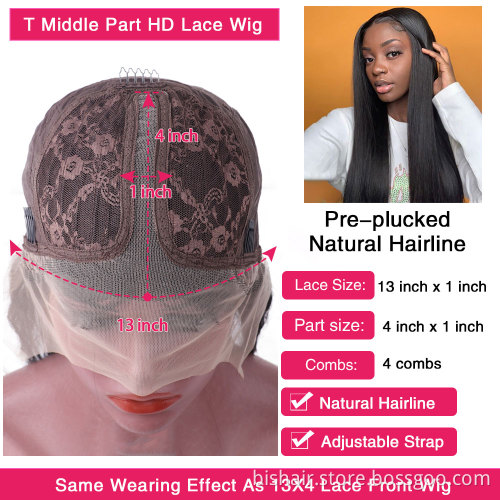 Brazilian Women's Human Hair Wig 30 Inch Straight Hair Band Closure 4x1/13x1TPartially Pre-Pulled Front Mesh Wig Real Human Hair